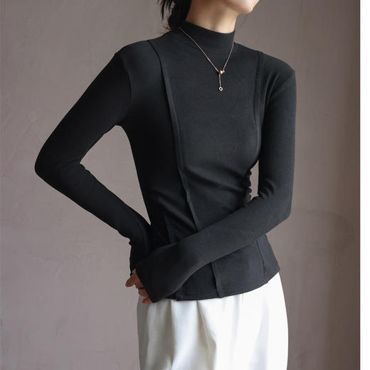 秋冬爆款【羊绒蚕丝蛋白打底上衣】半高领德绒打底衫  修身长袖内搭  百搭正肩版型 商品图5