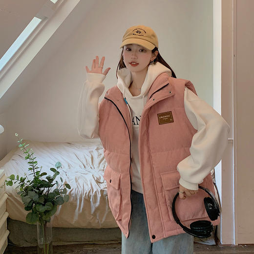 【宽松抗风保暖❗️秋冬加厚马甲】外套加厚背心，舒适保暖，冬季新款羽绒棉服马甲女短款无袖棉衣棉袄马甲外套上衣加厚背心 商品图0