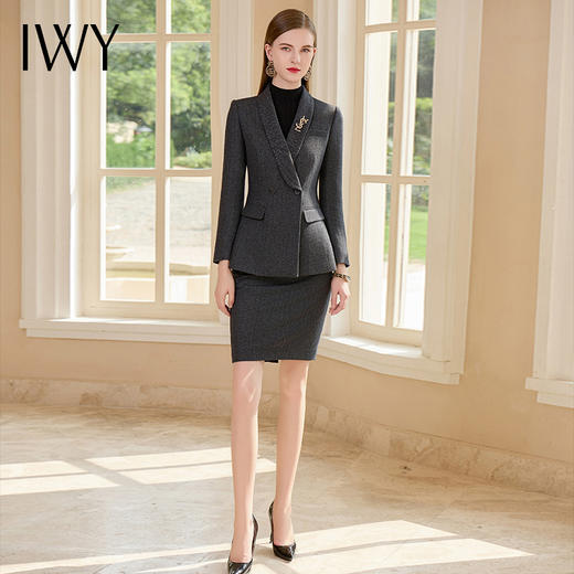 IWY/秋冬款西装套裙女加厚羊毛职业裙装时尚售楼部工作服CS1907 商品图0