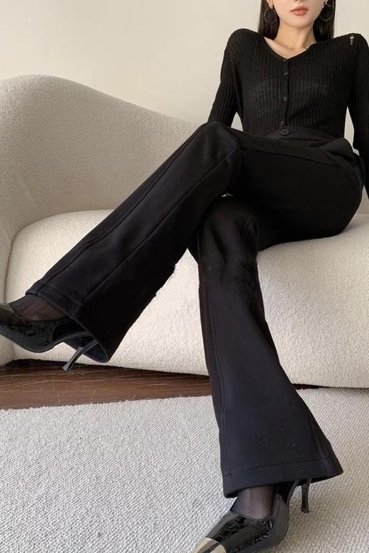 ANSUABEL 黑色弹力喇叭长裤 17678 商品图1