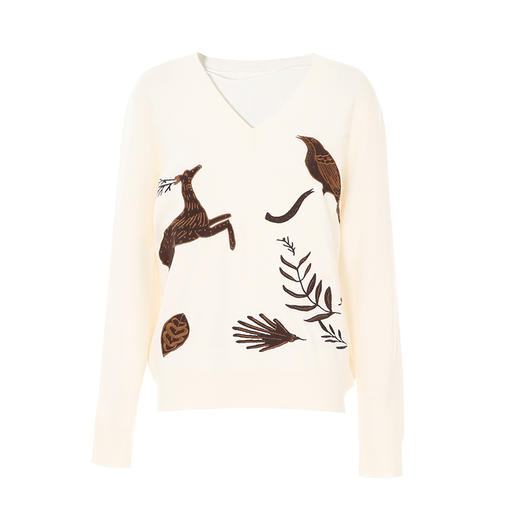 VIMAGE纬漫纪冬季新款刺绣宽松舒适套头针织衫V2001605 商品图5