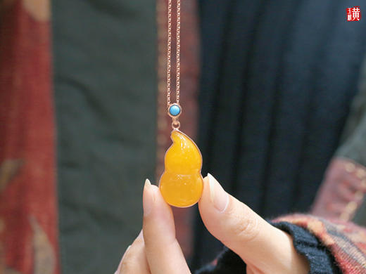 【福禄双全】蜜蜡葫芦吊坠，925银镶 商品图3