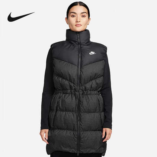 Nike/耐克长款羽绒马甲立领抽绳收腰保暖无袖外套FN0031-010 商品图0