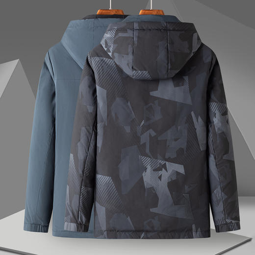 30W2319【双面穿】罗蒙秋冬男装羽绒服男暗纹迷彩连帽羽绒服男士保暖羽绒外套男 商品图2