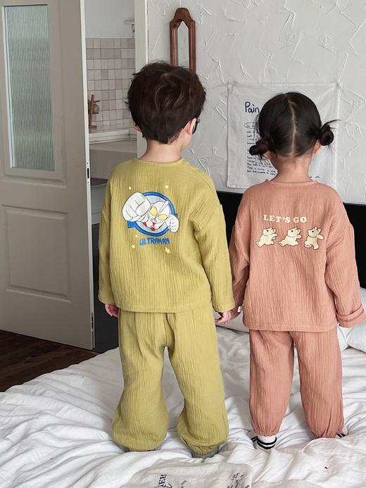 【YW】无忧购儿童韩版ins长袖棉纱家居服套装(截单后7天发货) 商品图4