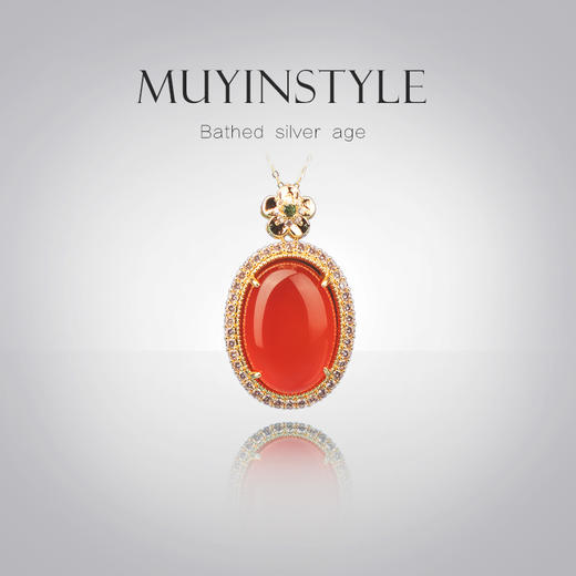 沐银时代中国风和田玉祥云玉兔镂空项链 TJ-B922+红玉髓蛋面项链TJ-MN016 商品图5