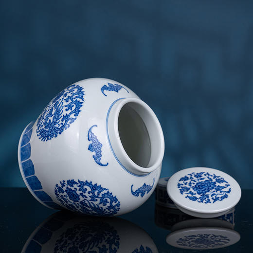 青花凤穿牡丹天字罐 商品图3