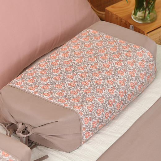 莫里斯花园系列调节枕全荞麦壳纯棉可调节护颈枕 商品图2