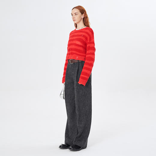 Self Who高支亲肤羊毛休闲裤女冬季加厚2023新款直筒宽松阔腿裤子 商品图1