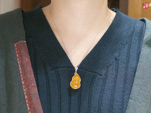 【福禄双全】蜜蜡葫芦吊坠，925银镶 商品图5