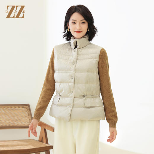 佐尔美冬季新款 时尚百搭无袖立领短款羽绒服女E14YY06 商品图2