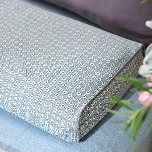 北欧简约格纹长方枕全荞麦壳纯棉护颈枕 商品图3