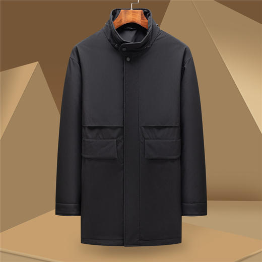 【85鸭绒】罗蒙秋冬中长款羽绒服外套男士休闲可拆卸帽子保暖羽绒服男外套 商品图1
