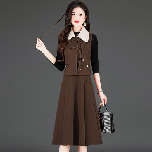 QYM M38Q36 -Y时尚气质拼结马甲套装连衣裙两件套 商品图1