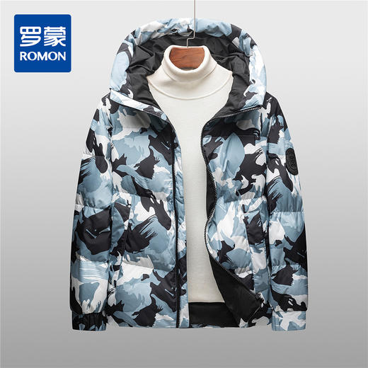30W2305【白鹅绒】罗蒙秋冬男装羽绒服男士短款休闲连帽款保暖羽绒服外套男 商品图2