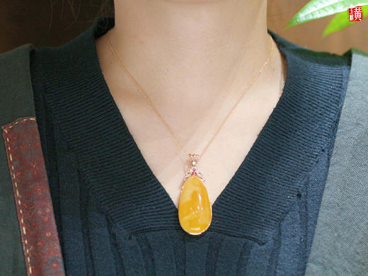 【月夕】蜜蜡吊坠，925银镶 商品图5