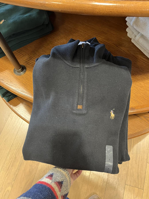 超火！女生穿也超好看~老钱休闲风~RL polo拉夫劳伦男士半拉链棉线翻领针织衫 商品图1