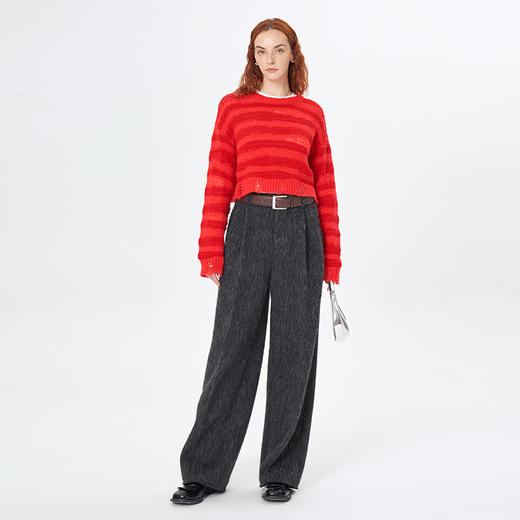 Self Who高支亲肤羊毛休闲裤女冬季加厚2023新款直筒宽松阔腿裤子 商品图3