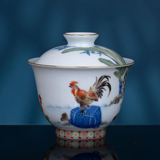 青花加彩大吉大利盖碗 商品图1