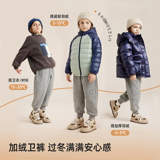 【100元任选2件】【软糯厚实一体绒】儿童休闲卫裤PQK2340 商品图1