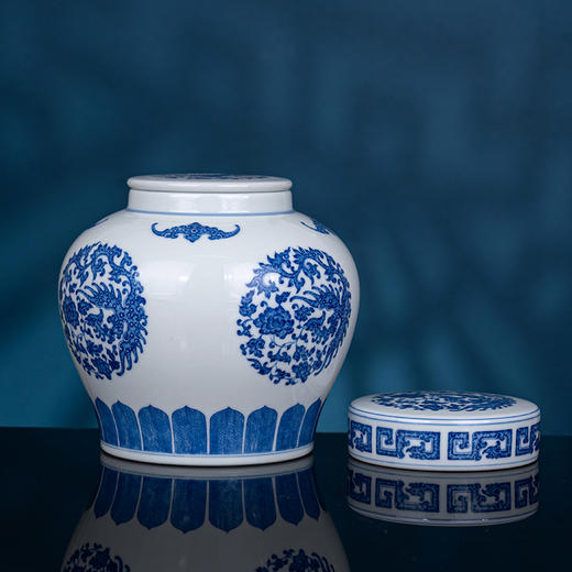 青花凤穿牡丹天字罐 商品图2