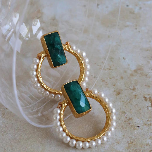 北京仓｜Ottoman Hands-Noelle-绿宝石 耳钉［英国设计师］ 商品图3