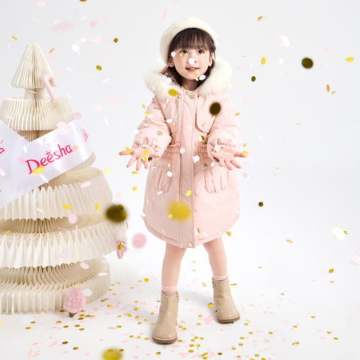 笛莎女童羽绒服2023冬季新款时尚加厚裙式宝宝羽绒服 商品图2