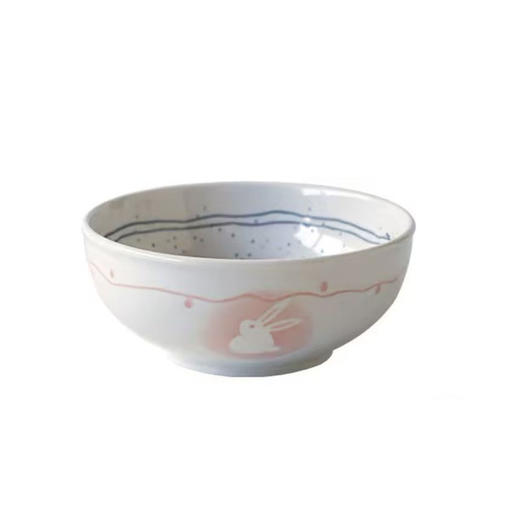 日本进口美浓烧陶瓷面碗家用餐具创意可爱兔子单个蒸蛋羹碗美浓烧多用碗16*6.8cm 商品图3