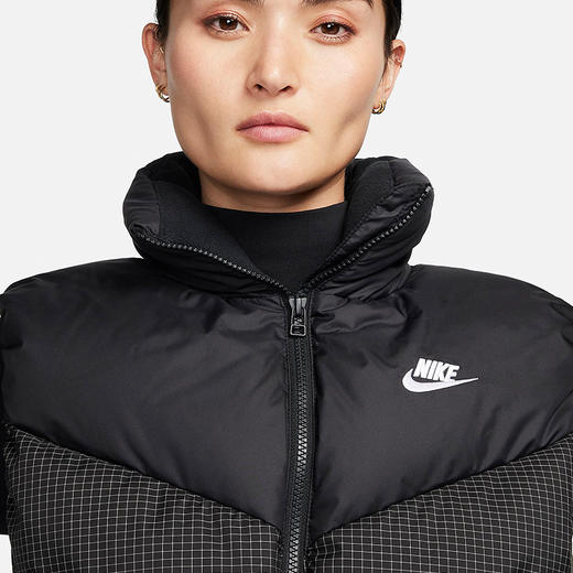 Nike/耐克长款羽绒马甲立领抽绳收腰保暖无袖外套FN0031-010 商品图2