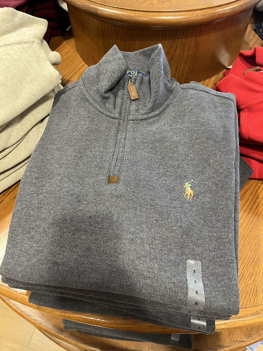 超火！女生穿也超好看~老钱休闲风~RL polo拉夫劳伦男士半拉链棉线翻领针织衫 商品图14