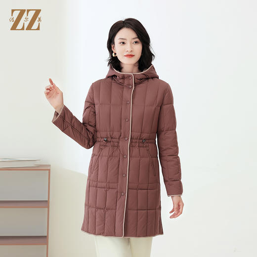 佐尔美冬季新款 简约时尚双面穿中长款连帽羽绒服女E14YY13 商品图2