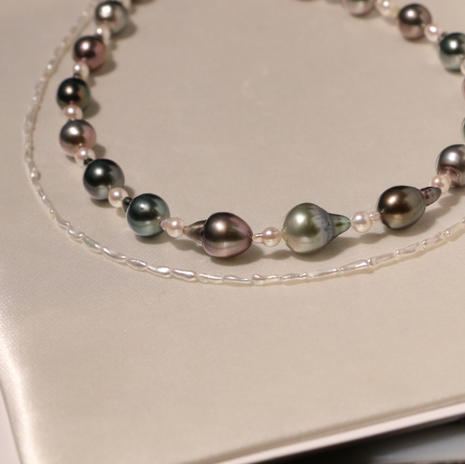 甄珠贝 无核澳白keshi项链 白金色或白色氛围感 秋冬百搭款 1.5-2mm 商品图1