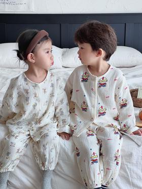 【YW】无忧购儿童韩版ins长袖棉纱家居服套装(截单后7天发货)