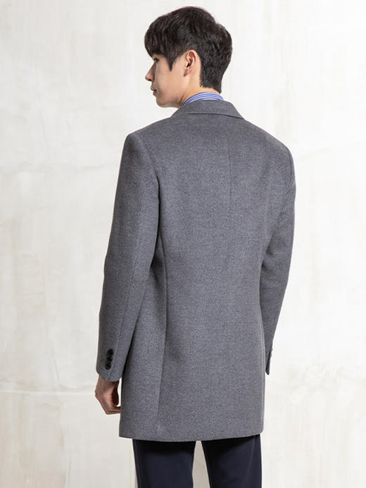 callisto灰色羊毛混纺平驳领大衣 FQFEC015T 商品图1
