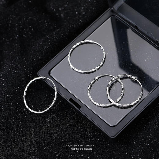 【安娜】S925银棱面大耳圈【YXS-E2803】 商品图0