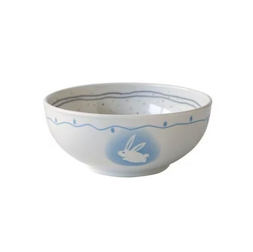 日本进口美浓烧陶瓷面碗家用餐具创意可爱兔子单个蒸蛋羹碗美浓烧多用碗16*6.8cm 商品图2