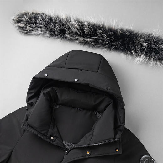 【白鹅绒 银貉子毛领】罗蒙秋冬中长款羽绒服男士休闲连帽款可拆卸毛领羽绒服外套 商品图10