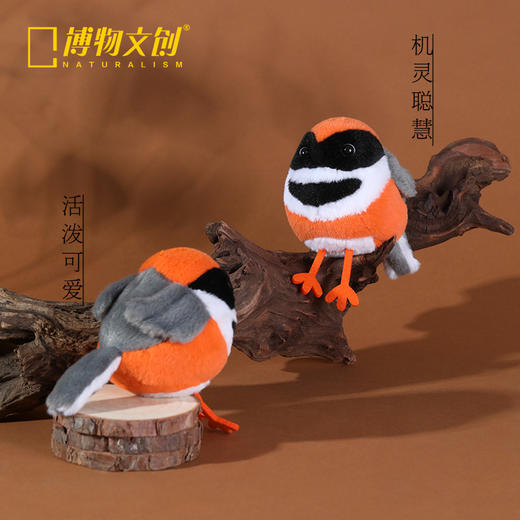 博物文创 新款啾儿系列山雀翠鸟朱鹮毛绒玩偶可发声小鸟球啾啾呆萌可爱节日礼物书包挂件 商品图2