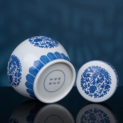 青花凤穿牡丹天字罐 商品图4