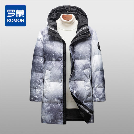 【90白鹅绒】罗蒙秋冬羽绒服男士中长款休闲连帽时尚保暖羽绒服外套男 商品图2