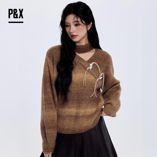 P&X设计师女装 短款毛衣 823418225B 咖色 商品图3