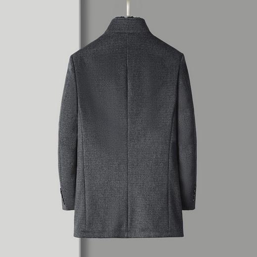 【100绵羊毛 水貂毛领】罗蒙秋冬男装毛呢大衣男士中长款立领羊毛大衣爸爸装男士呢子外套30W2331 商品图1