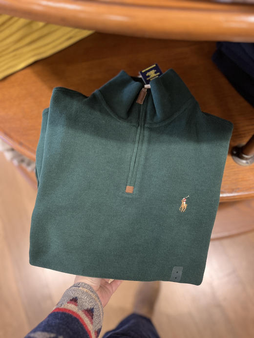 超火！女生穿也超好看~老钱休闲风~RL polo拉夫劳伦男士半拉链棉线翻领针织衫 商品图2