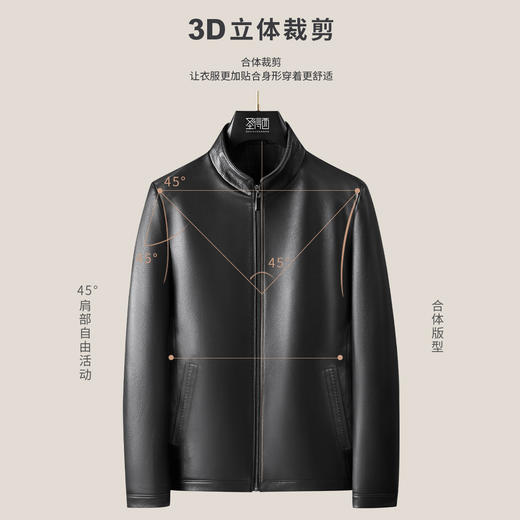 【绵羊皮】圣得西男士真皮皮衣秋季中青立领皮夹克外套2352937511A 商品图2