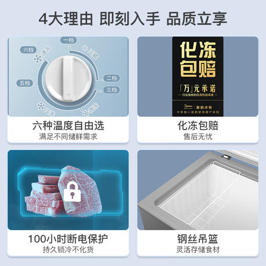 美的 301升 商用 家用 卧式大冷冻 囤货冰柜 大容量 冷藏冷冻转换冷柜 卧式冰箱 BD/BC-301KMXD(E) 商品图4