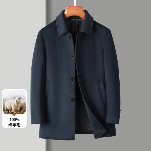 【100绵羊毛】罗蒙秋冬男装毛呢大衣经典翻领款羊毛大衣男士长款羊毛呢子外套男 商品图2