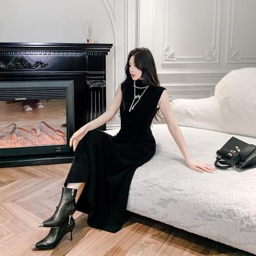 BeQueenStory【天菜曲线】马海毛羊毛混纺高领气质修身背心连衣裙 商品图4