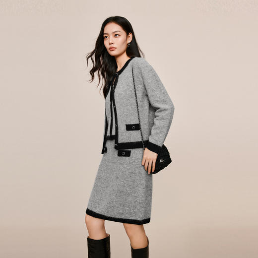 【严选】伊芙丽冬撞色小香风针织半裙1EB941641 商品图1