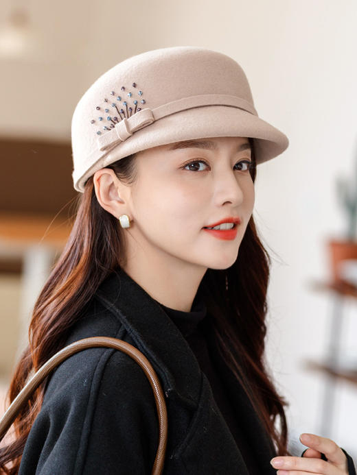 秋冬季【美利奴细羊毛贝雷帽】 英伦休闲毛呢毡帽  洋气显脸小贝雷帽  百搭时尚 商品图0