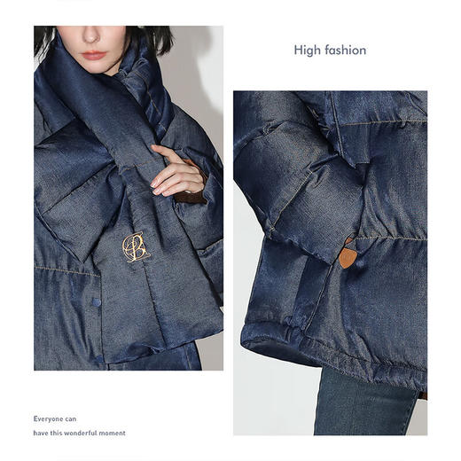 COCOBELLA设计感围巾领90绒子白鸭绒羽绒服防寒保暖面包服DC40 商品图2